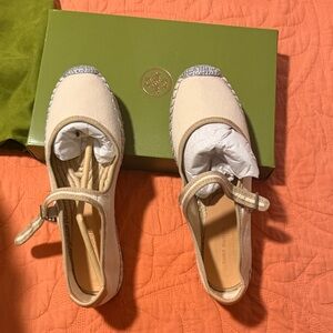 Tory Burch Beige Espadrille Flats